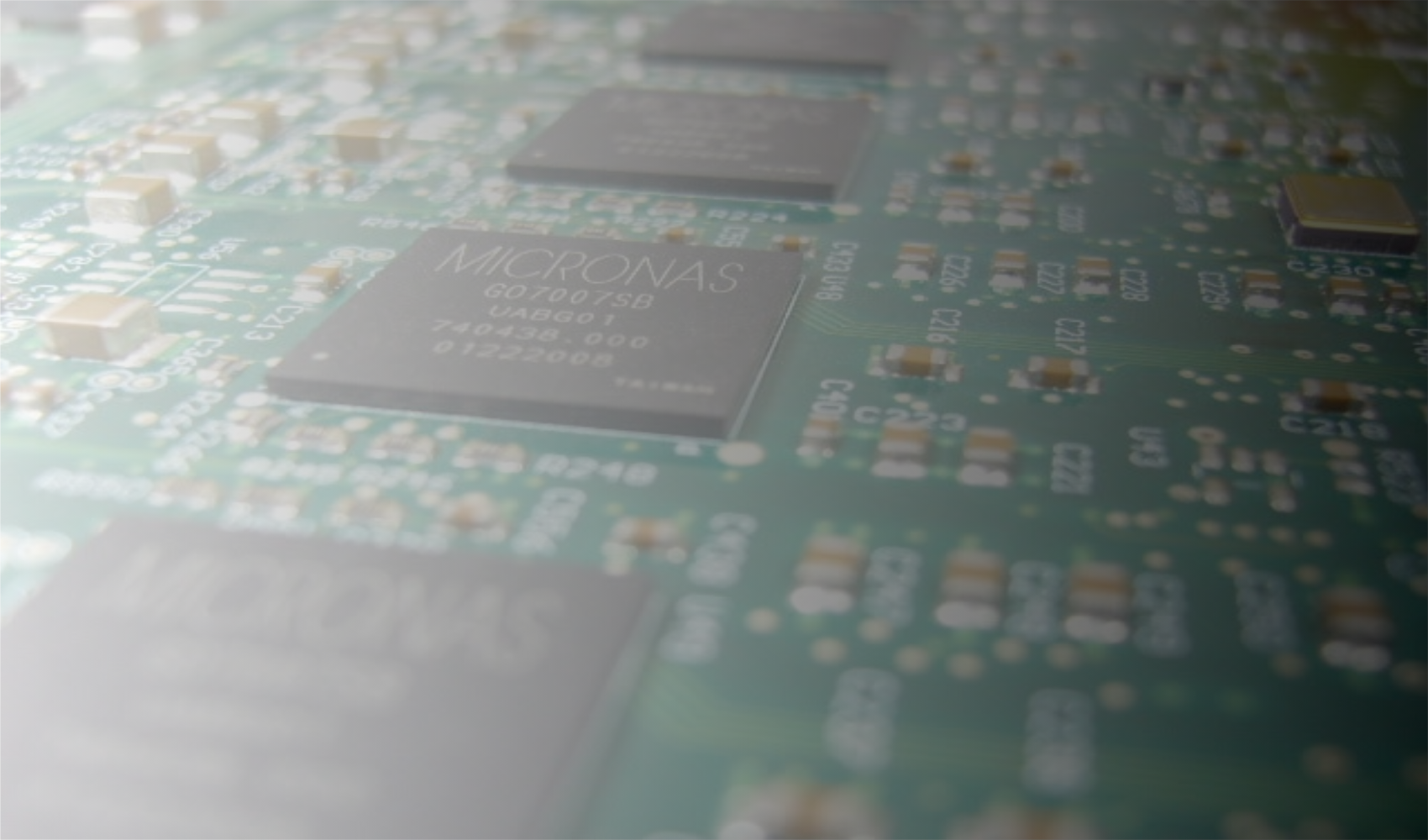 Close-up view of an electronic circuit board